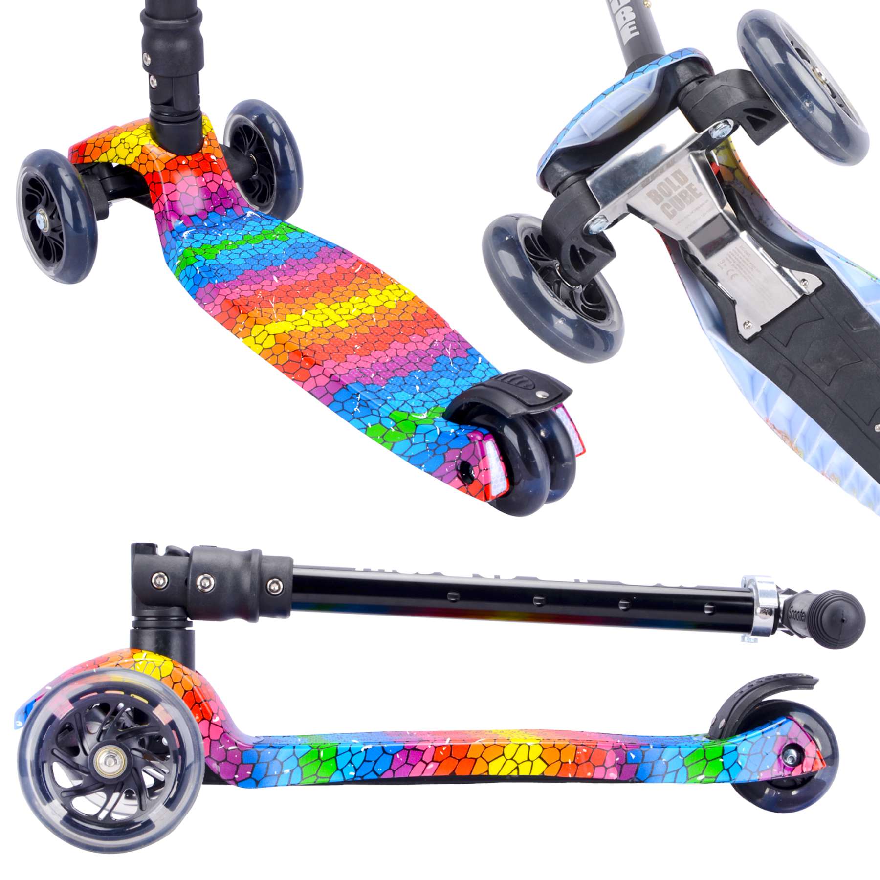 BOLDCUBE Großer Dreirad-Scooter – Crystal Rubix