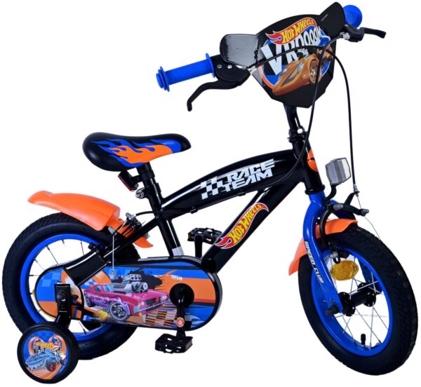 Hot Wheels Kinderfahrrad - Jungen - 12 Zoll - Schwarz Orange Blau - Zwei Handbremsen