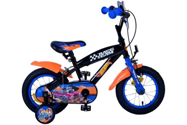 Hot Wheels Kinderfahrrad - Jungen - 12 Zoll - Schwarz Orange Blau - Zwei Handbremsen