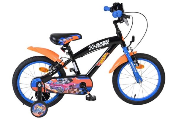 Hot Wheels Kinderfahrrad - Jungen - 16 Zoll - Schwarz Orange Blau - Zwei Handbremsen