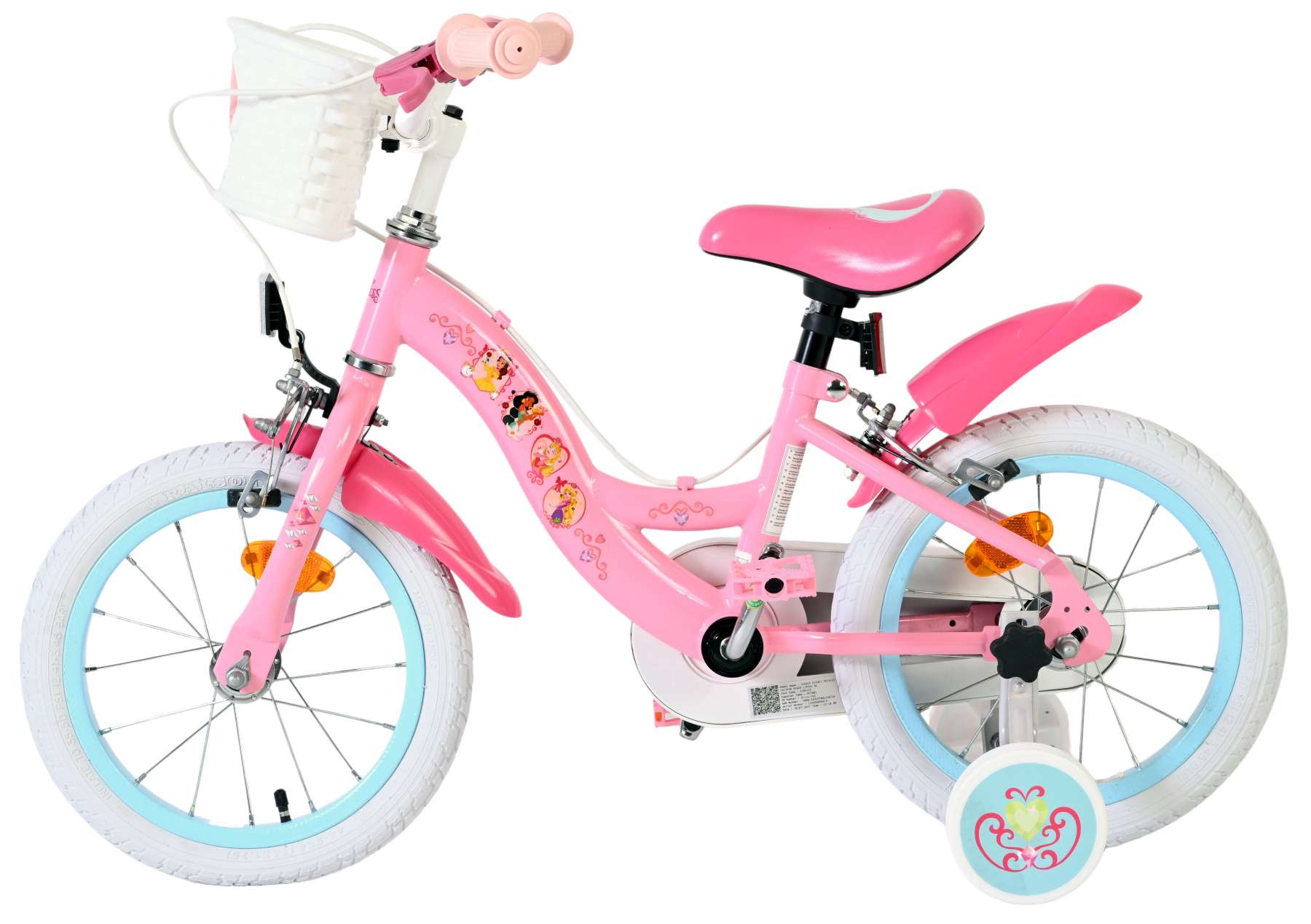 Magic Royals Kinderfahrrad - Mädchen - 14 Zoll - Rosa - Zwei Handbremsen