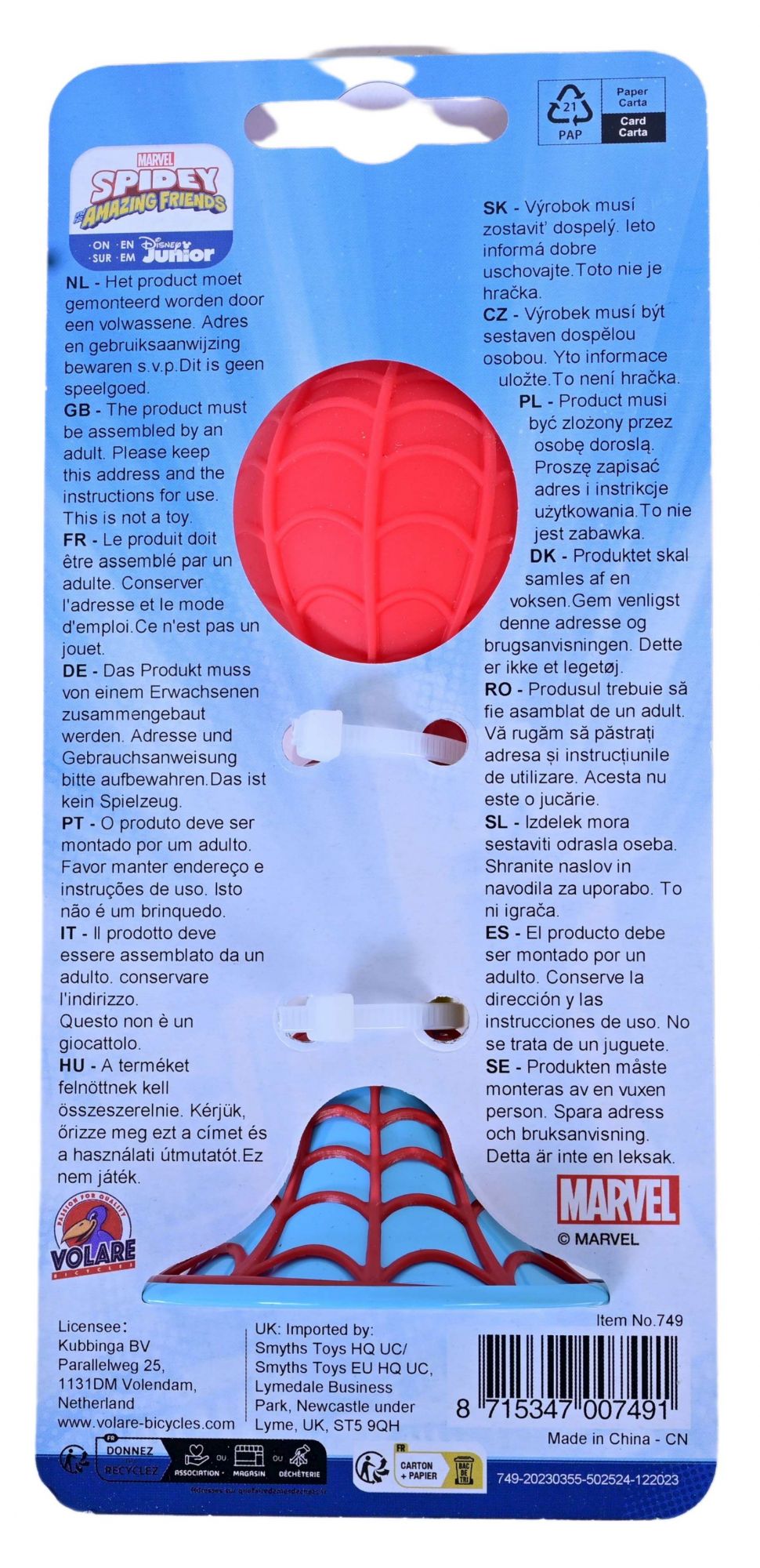 Spidey und seine erstaunlichen Freunde Fahrradhupe – Jungen – Rot, Blau, Gelb 4