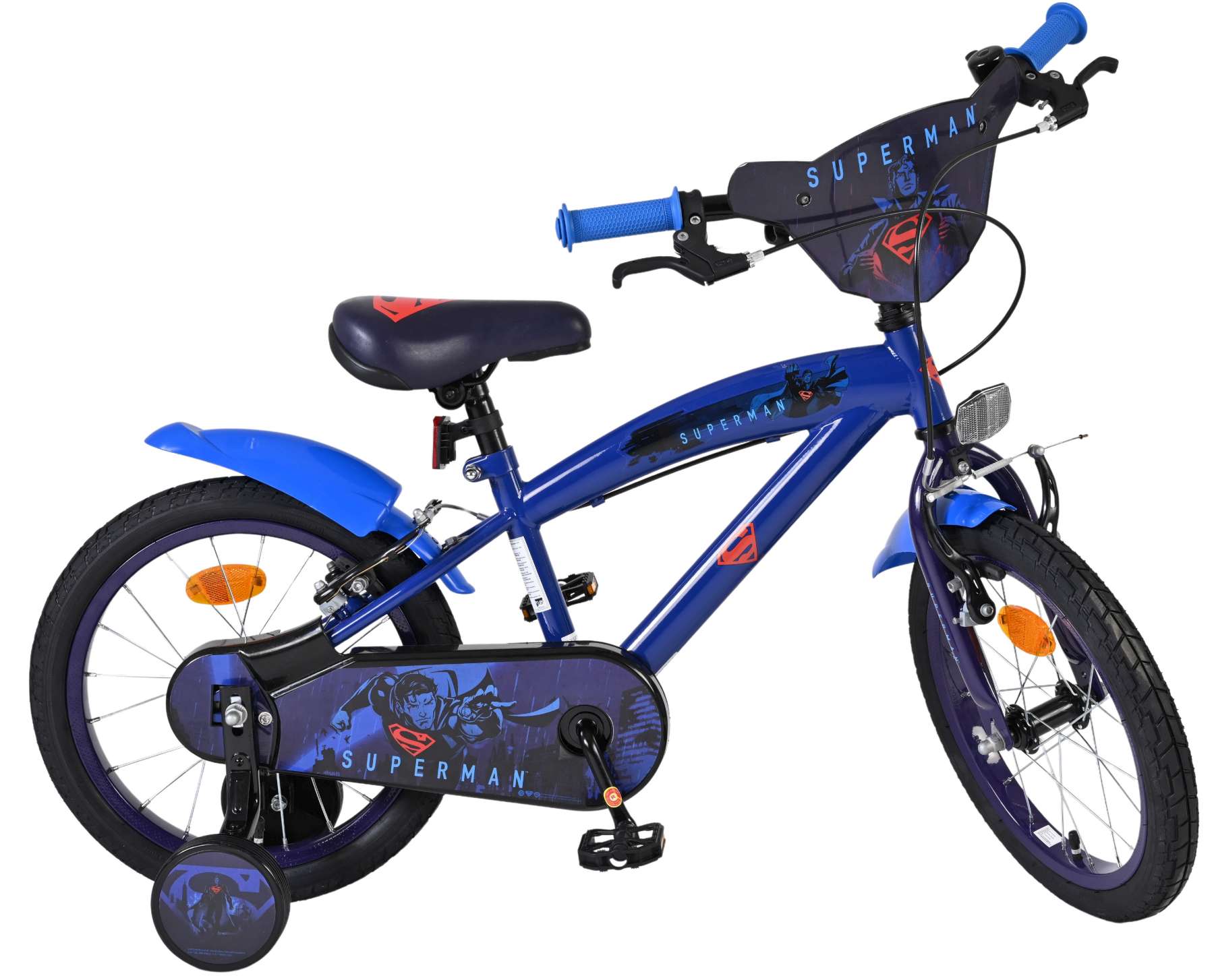 Superman Kinderfahrrad - Jungen - 16 Zoll - Blau - Zwei Handbremsen 10