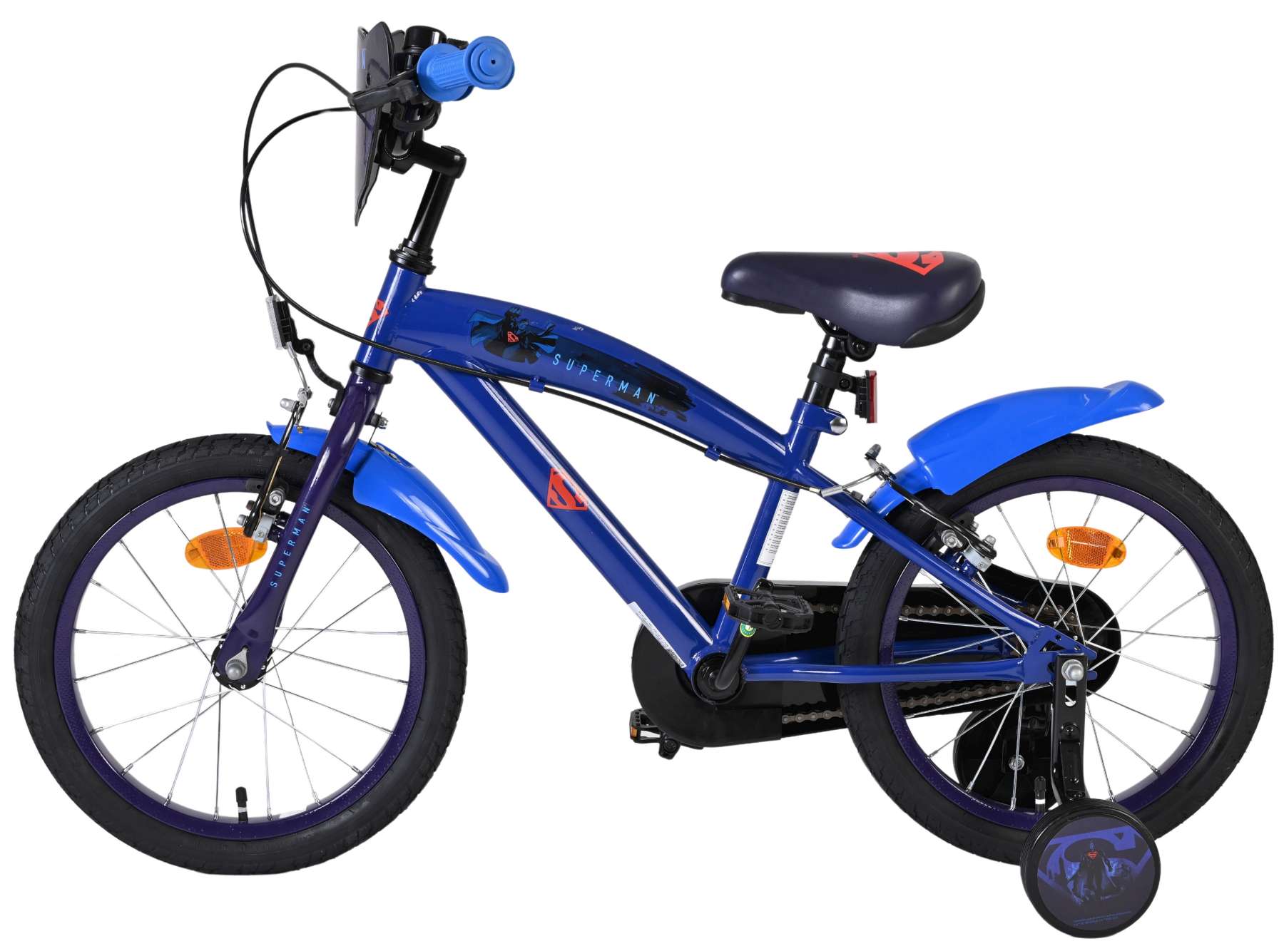 Superman Kinderfahrrad - Jungen - 16 Zoll - Blau - Zwei Handbremsen 7