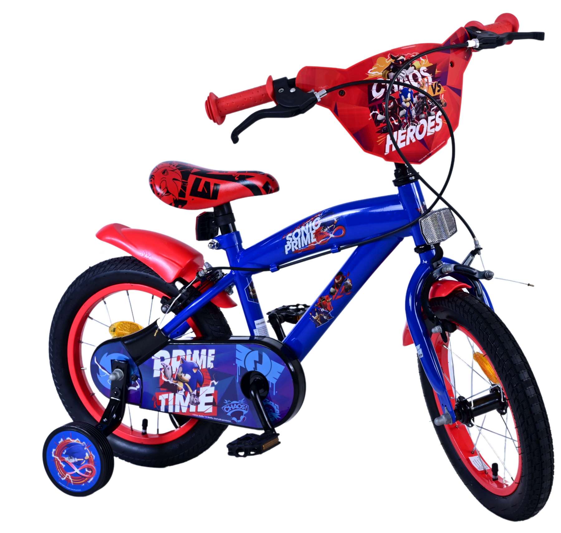 Turbo Crew Kinderfahrrad - Jungen - 14 Zoll - Blau/Rot - Zwei Handbremsen