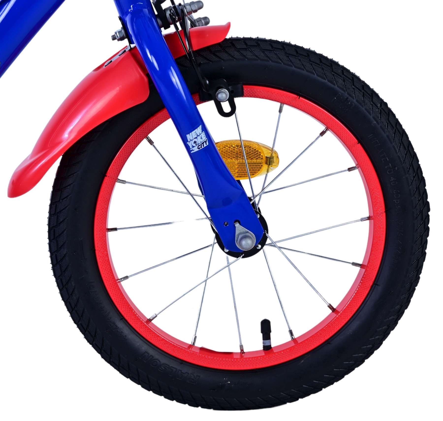 Turbo Crew Kinderfahrrad - Jungen - 14 Zoll - Blau/Rot - Zwei Handbremsen
