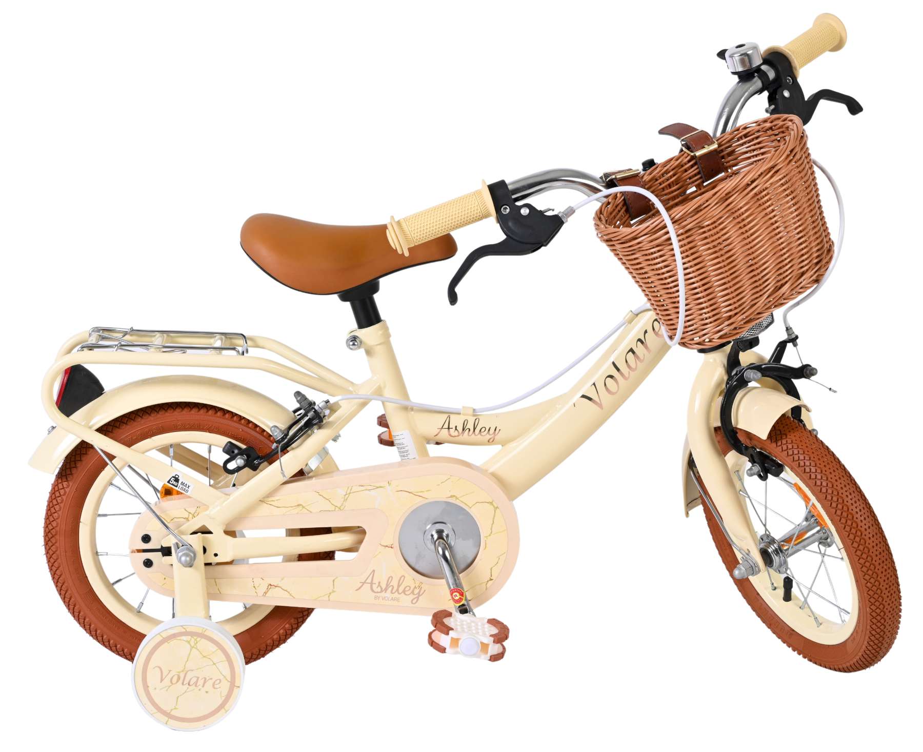 Volare Ashley Kinderfahrrad - Mädchen - 12 Zoll - Creme - Zwei Handbremsen
