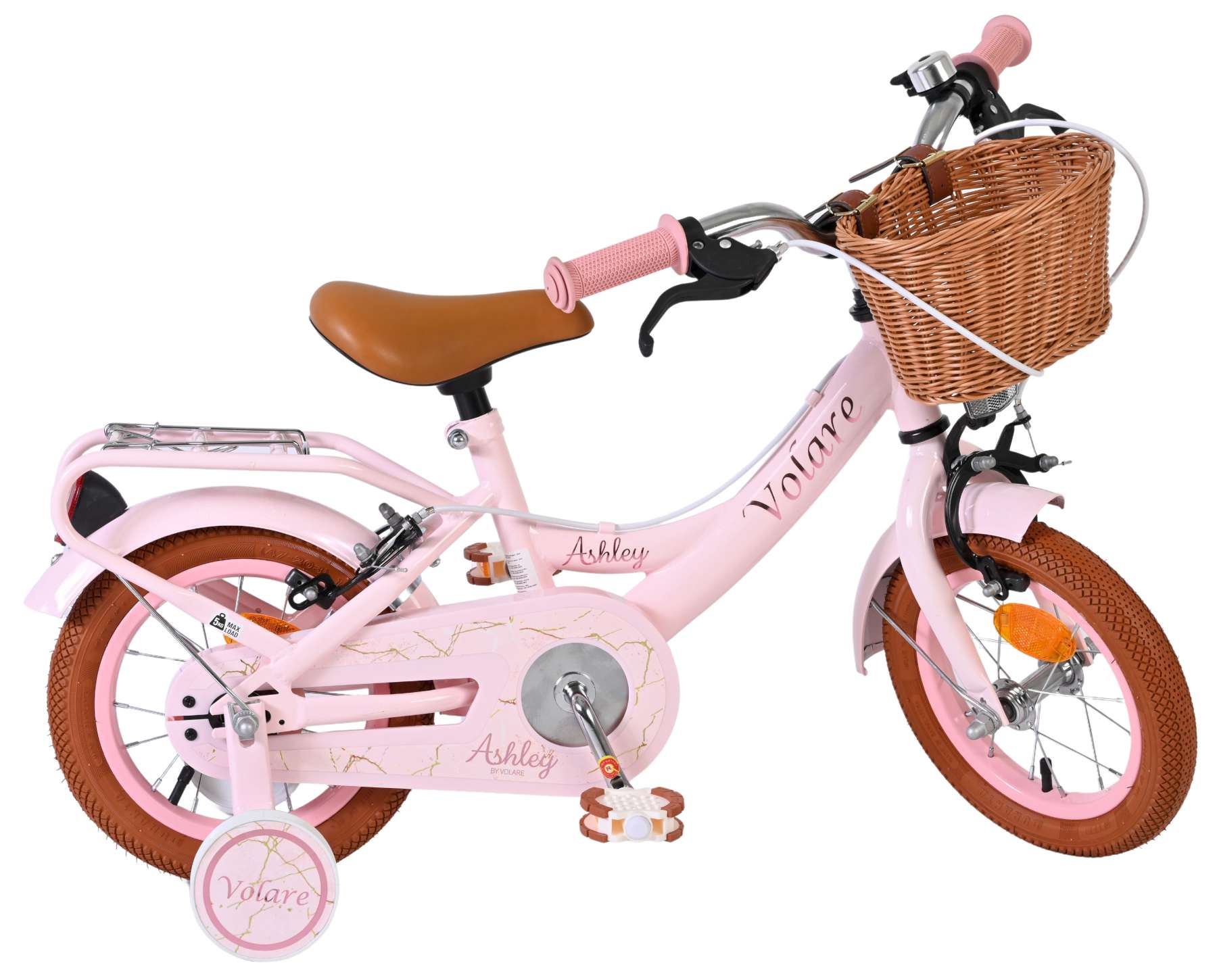 Volare Ashley Kinderfahrrad - Mädchen - 12 Zoll - Rosa - Zwei Handbremsen