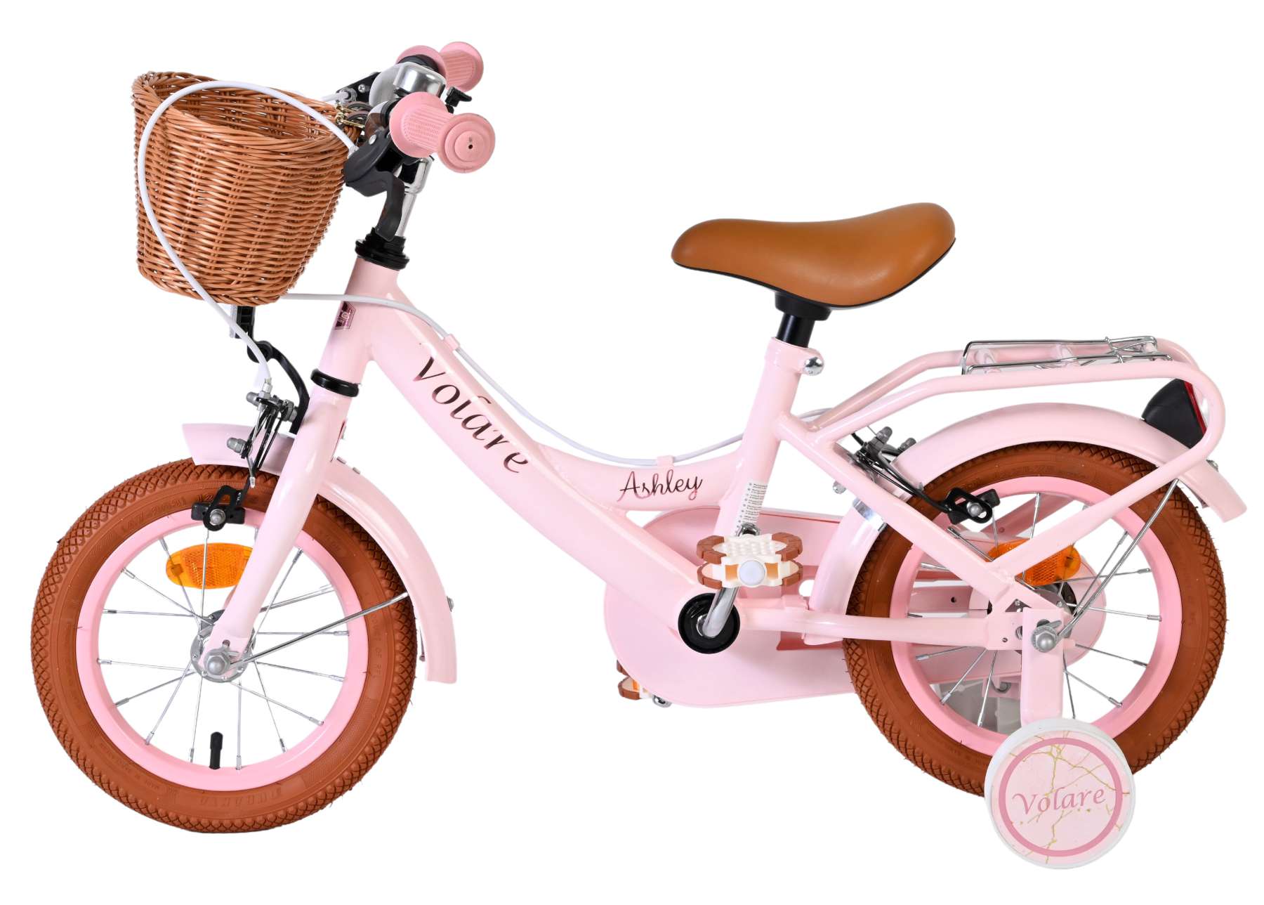 Volare Ashley Kinderfahrrad - Mädchen - 12 Zoll - Rosa - Zwei Handbremsen