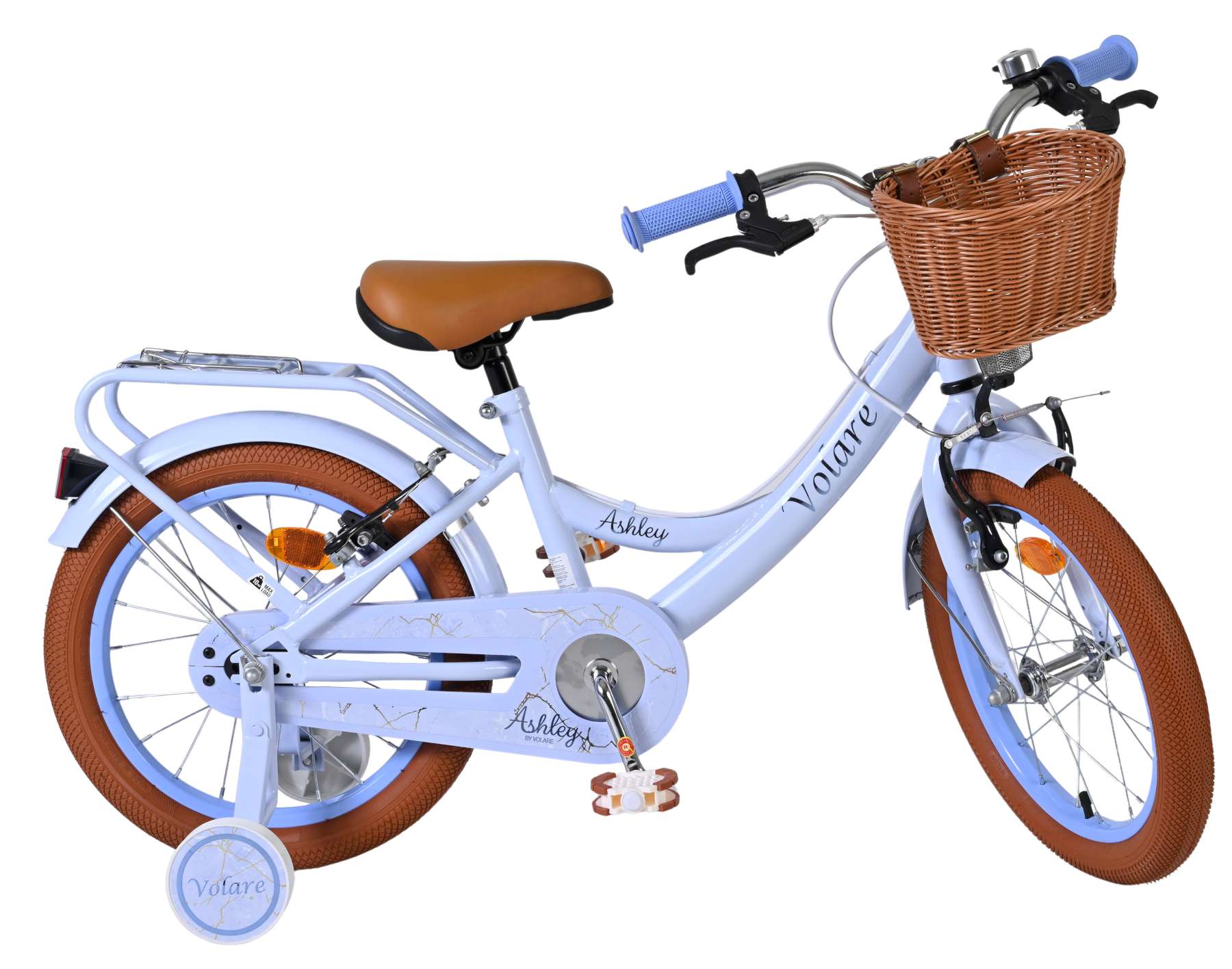 Volare Ashley Kinderfahrrad - Mädchen - 16 Zoll - Pastellblau - Zwei Handbremsen