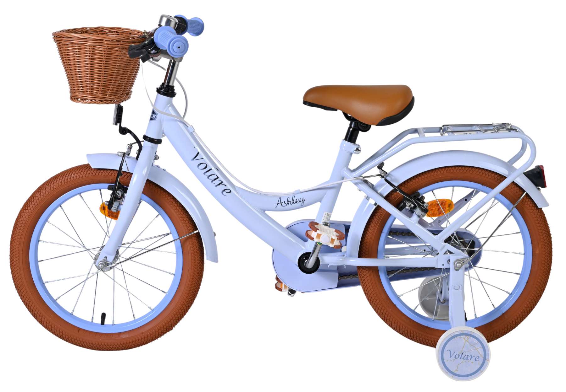 Volare Ashley Kinderfahrrad - Mädchen - 16 Zoll - Pastellblau - Zwei Handbremsen