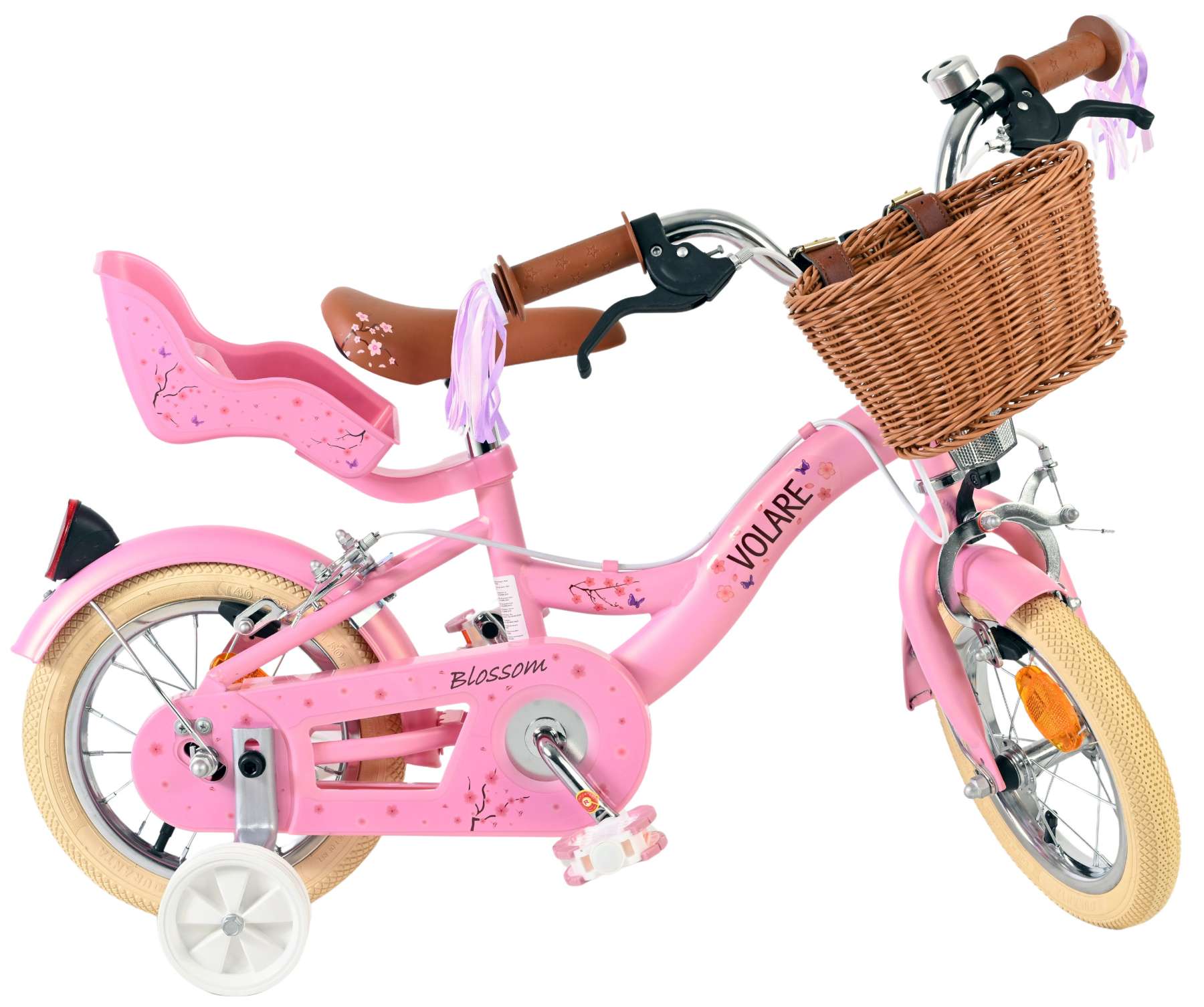 Volare Blossom Kinderfahrrad - Mädchen - 12 Zoll - Rosa - Zwei Handbremsen