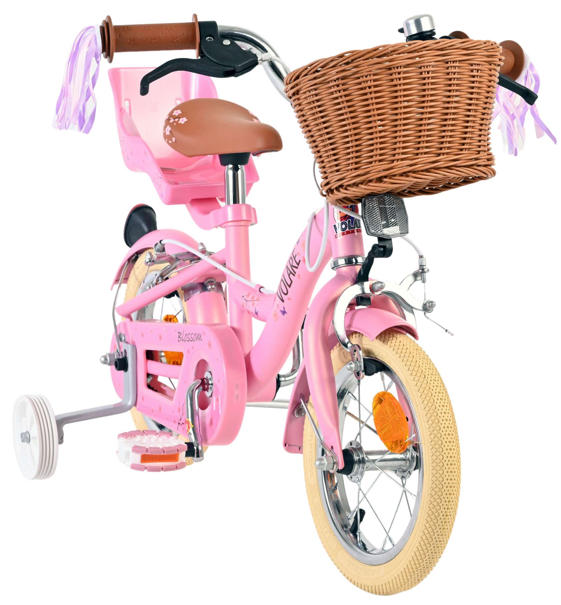 Volare Blossom Kinderfahrrad - Mädchen - 12 Zoll - Rosa - Zwei Handbremsen