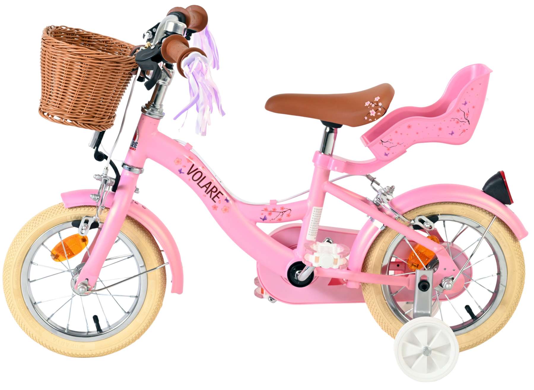 Volare Blossom Kinderfahrrad - Mädchen - 12 Zoll - Rosa - Zwei Handbremsen