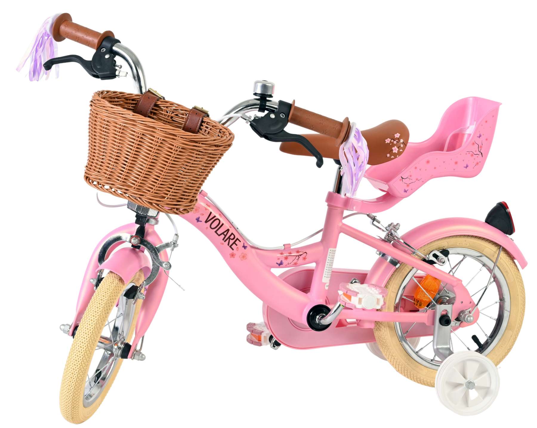 Volare Blossom Kinderfahrrad - Mädchen - 12 Zoll - Rosa - Zwei Handbremsen