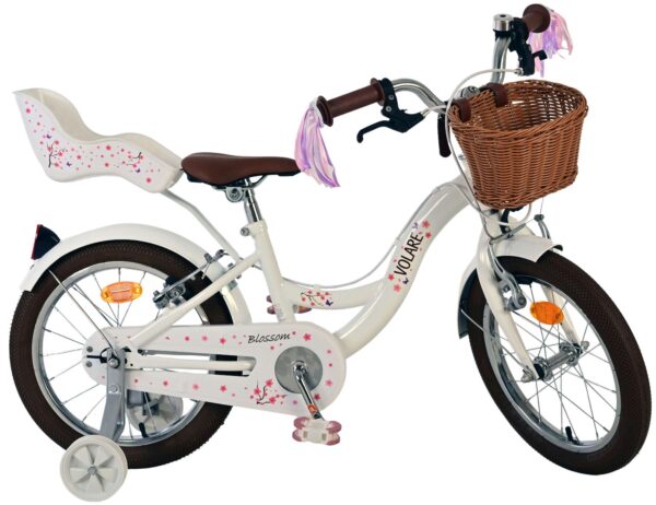 Volare Blossom Kinderfahrrad - Mädchen - 16 Zoll - Weiß - Zwei Handbremsen