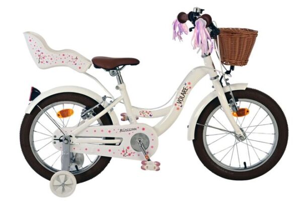 Volare Blossom Kinderfahrrad - Mädchen - 16 Zoll - Weiß - Zwei Handbremsen
