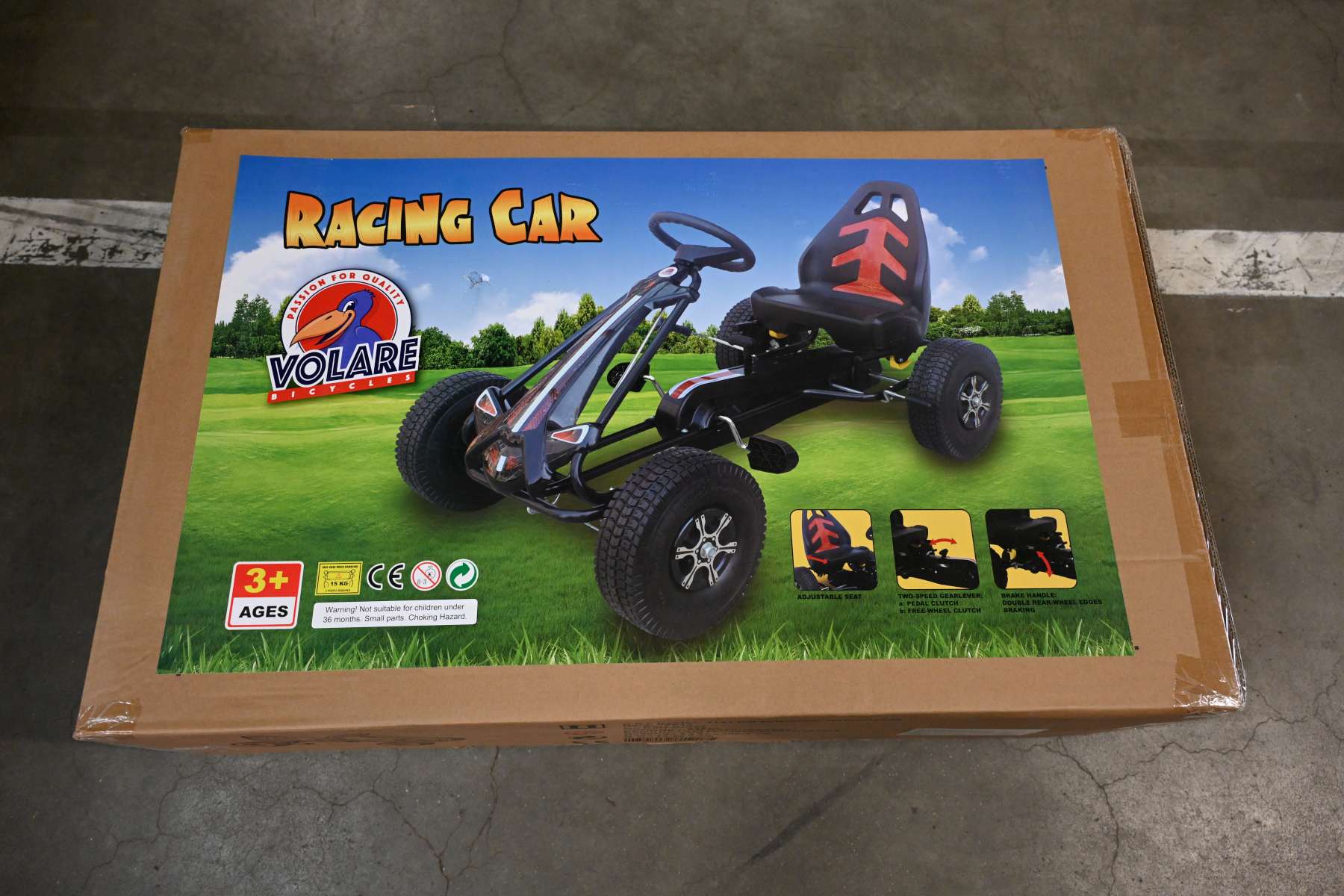 Volare Go-Kart-Rennwagen – Jungen – Groß – Luftreifen – Schwarz