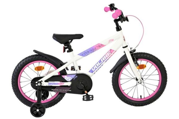 Volare Lily Kinderfahrrad - Mädchen - 16 Zoll - Weiß Rosa Lila