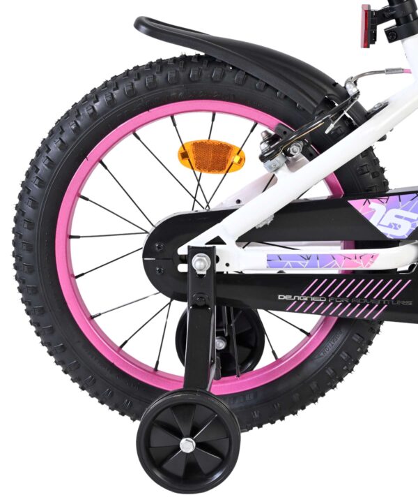 Volare Lily Kinderfahrrad - Mädchen - 16 Zoll - Weiß Rosa Lila - Zwei Handbremsen