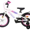 Volare Lily Kinderfahrrad - Mädchen - 16 Zoll - Weiß Rosa Lila - Zwei Handbremsen