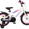 Volare Lily Kinderfahrrad - Mädchen - 16 Zoll - Weiß Rosa Lila - Zwei Handbremsen