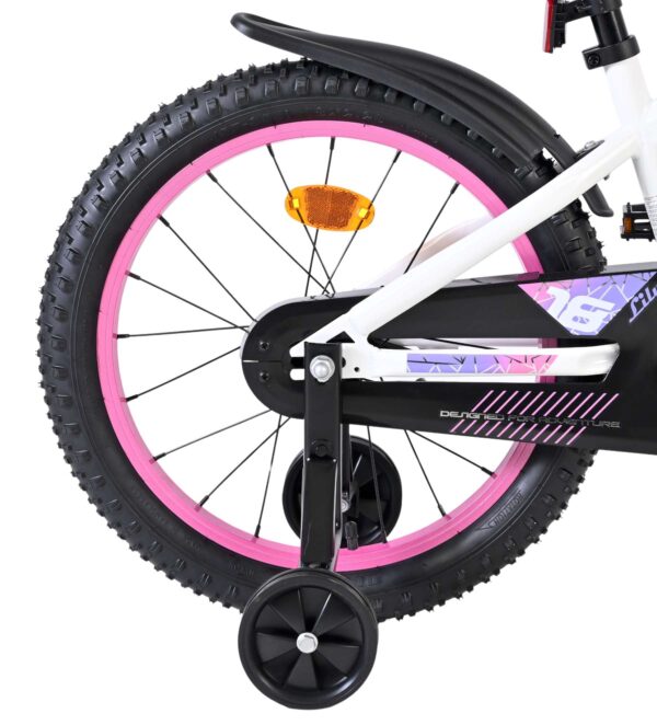 Volare Lily Kinderfahrrad - Mädchen - 18 Zoll - Weiß Rosa Lila