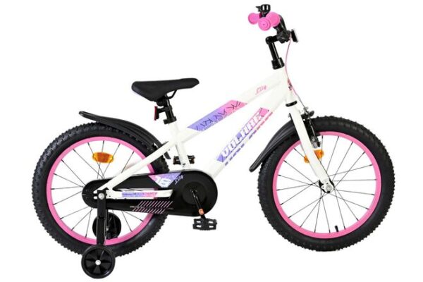 Volare Lily Kinderfahrrad - Mädchen - 18 Zoll - Weiß Rosa Lila