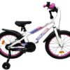 Volare Lily Kinderfahrrad - Mädchen - 18 Zoll - Weiß, Rosa, Lila - Zwei Handbremsen