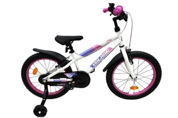 Volare Lily Kinderfahrrad - Mädchen - 18 Zoll - Weiß, Rosa, Lila - Zwei Handbremsen
