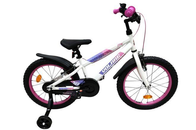 Volare Lily Kinderfahrrad - Mädchen - 18 Zoll - Weiß Rosa Lila - Zwei Handbremsen