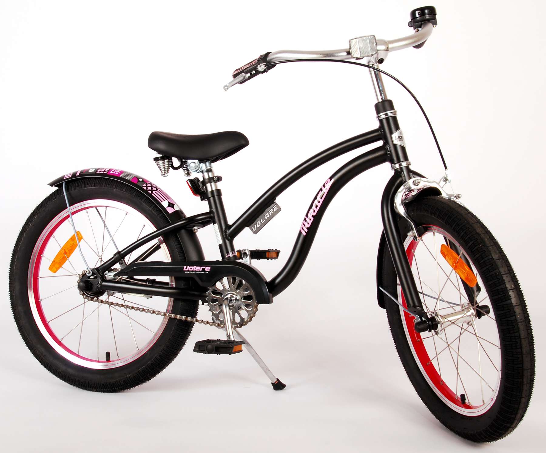 Volare Miracle Cruiser Kinderfahrrad – Mädchen – 18 Zoll – Mattschwarz – Prime Collection 3