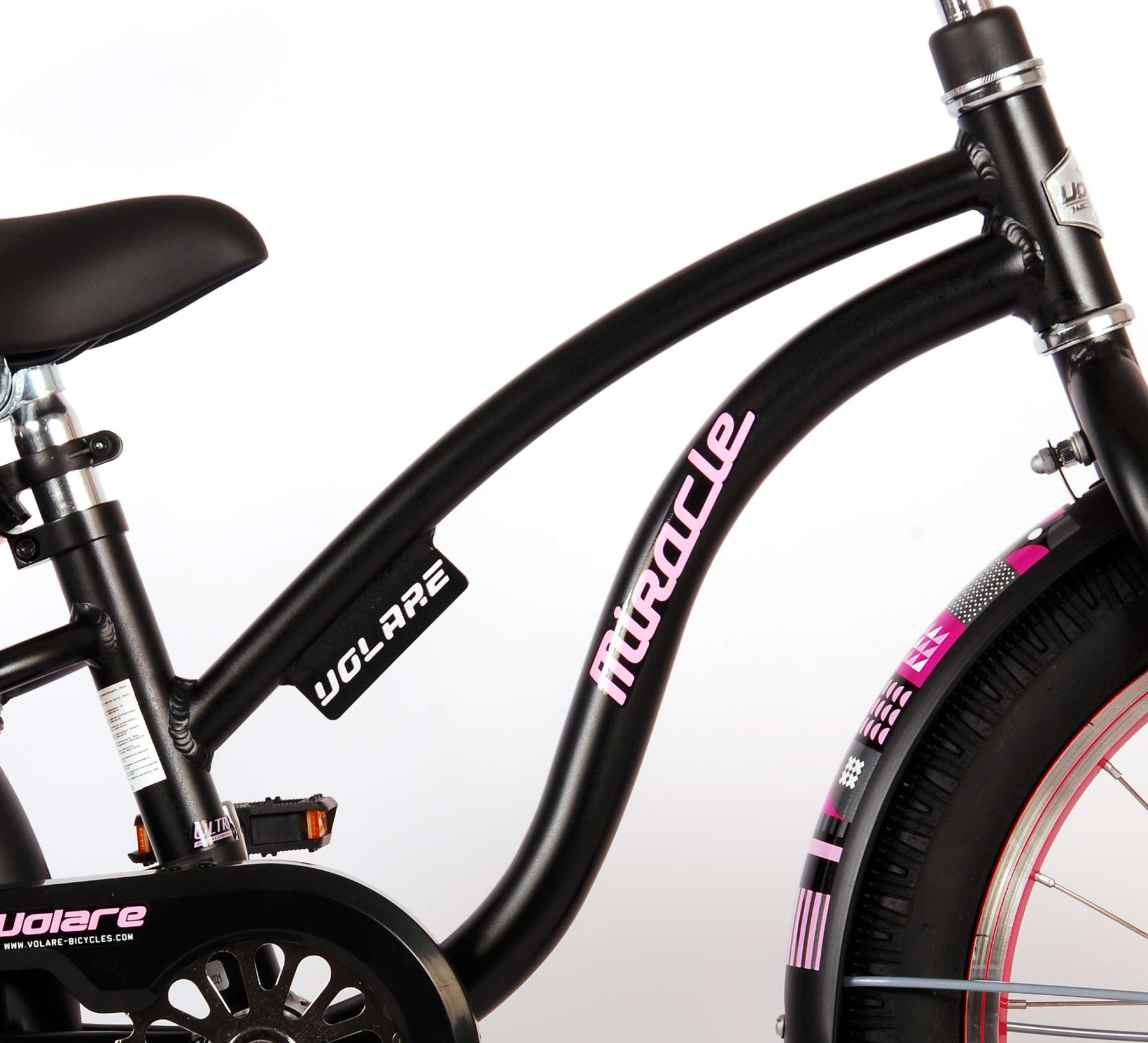 Volare Miracle Cruiser Kinderfahrrad – Mädchen – 18 Zoll – Mattschwarz – Prime Collection 6