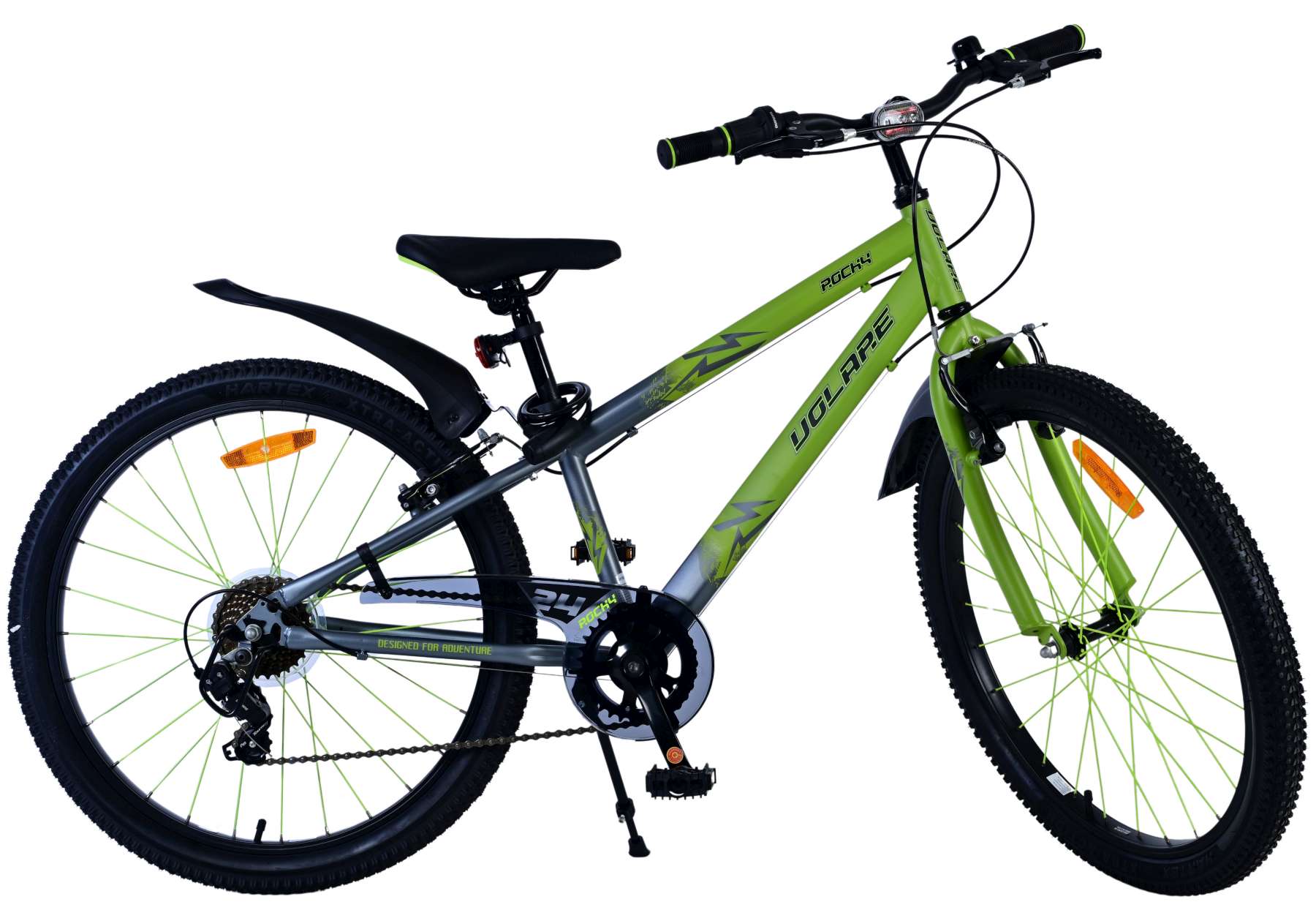 Volare Rocky Kinderfahrrad – 24 Zoll – Grün – 7 Gänge 10
