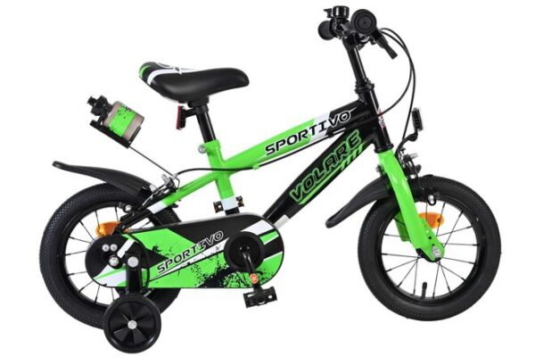 Volare Sportivo Kinderfahrrad - Jungen - 12 Zoll - Grün Schwarz - Zwei Handbremsen