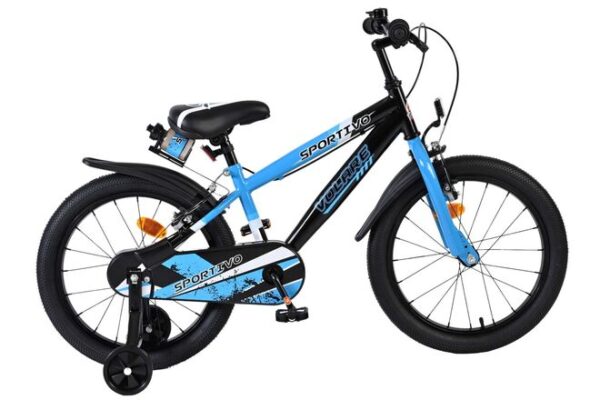 Volare Sportivo Kinderfahrrad - Jungen - 18 Zoll - Blau Schwarz - Zwei Handbremsen