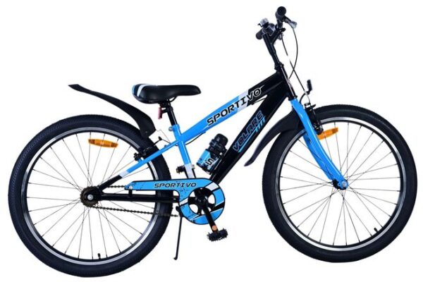 Volare Sportivo Kinderfahrrad – Jungen – 24 Zoll – Schwarz Blau – Zwei Handbremsen