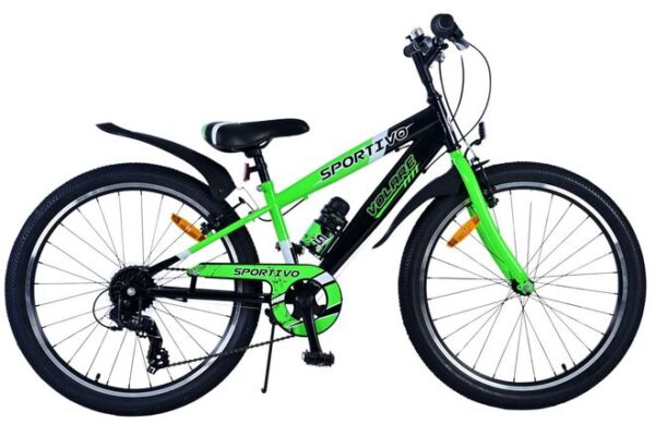 Volare Sportivo Kinderfahrrad – Jungen – 24 Zoll – Schwarz/Grün – 7 Gänge