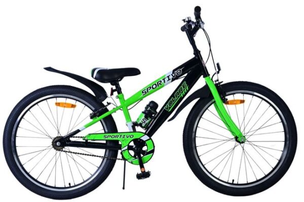 Volare Sportivo Kinderfahrrad – Jungen – 24 Zoll – Schwarz Grün – Zwei Handbremsen