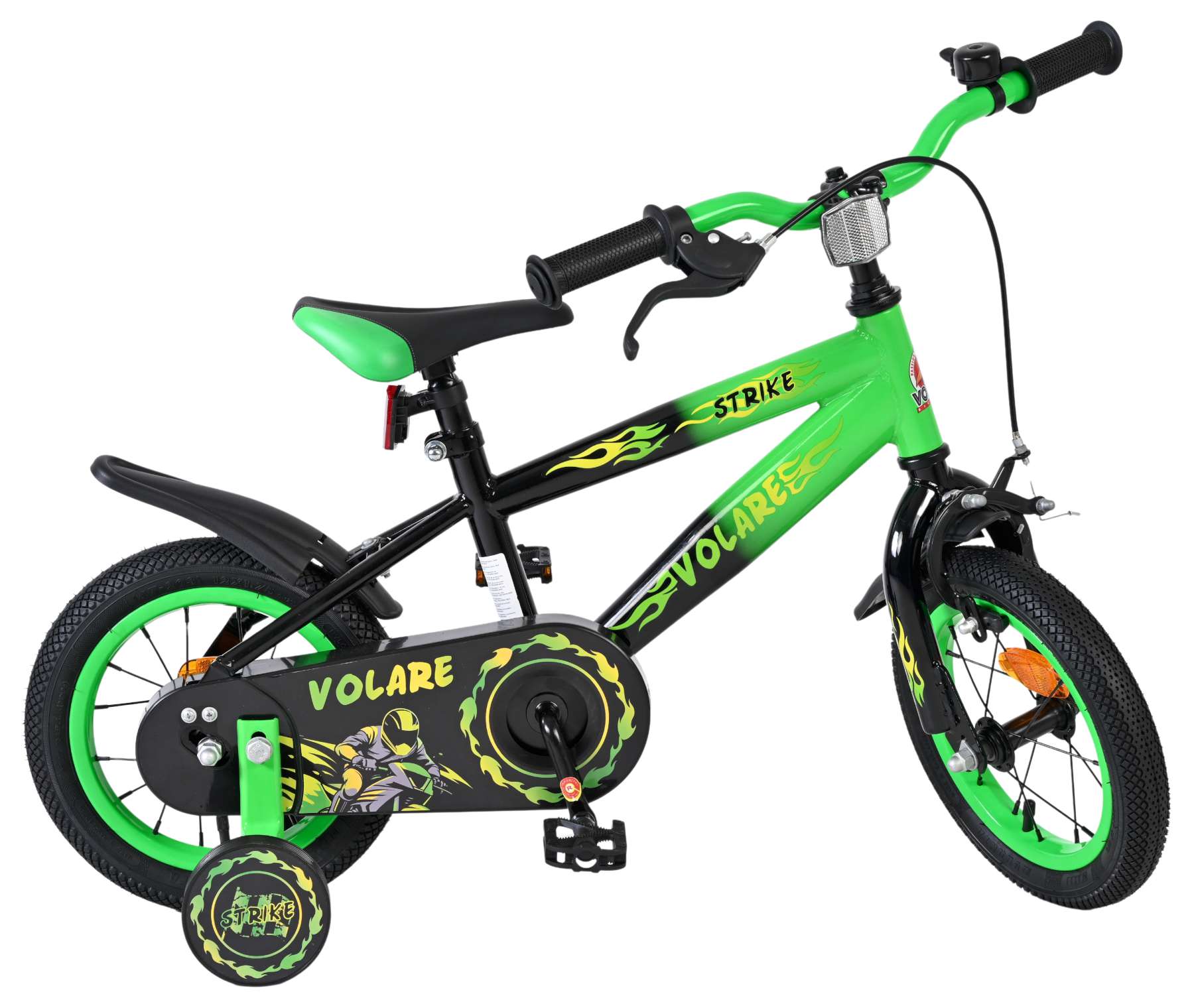 Volare Strike Kinderfahrrad - Jungen - 12 Zoll - Schwarz Grün