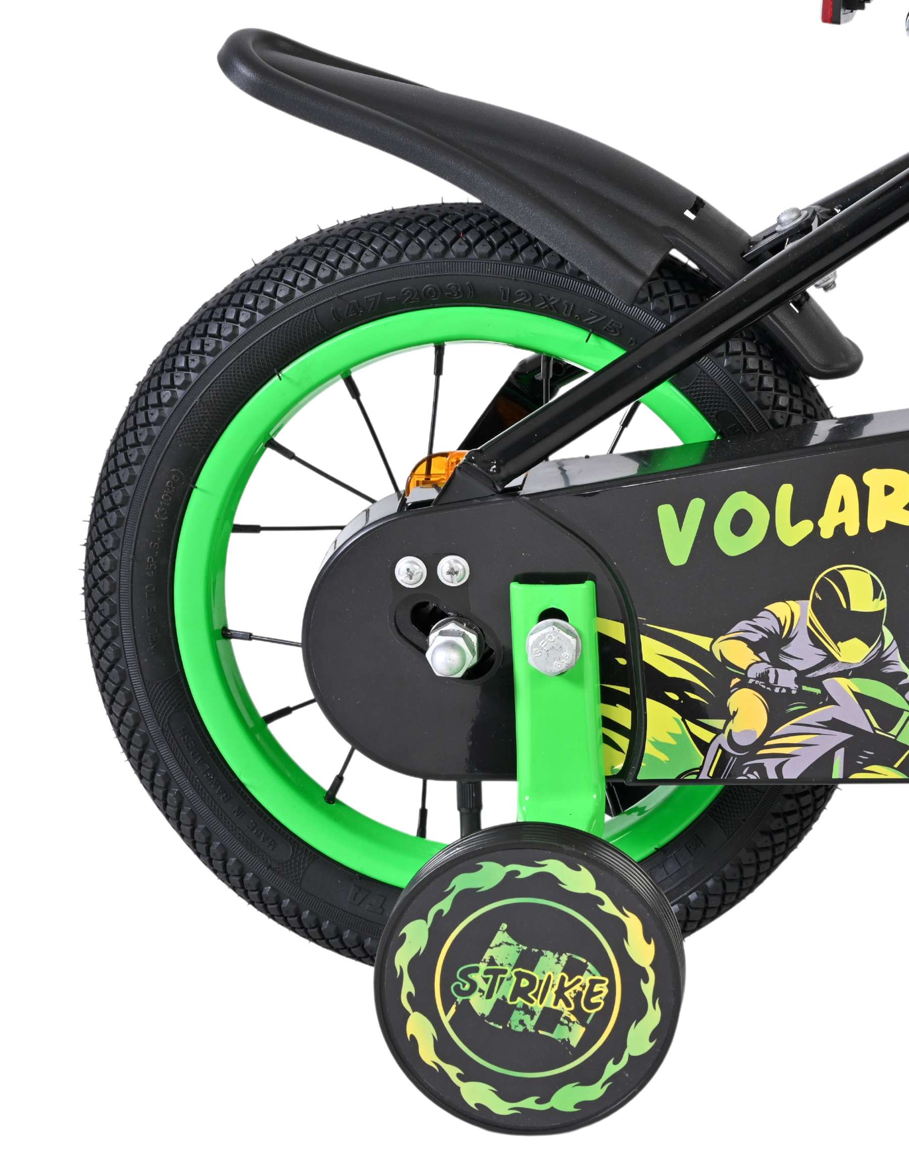 Volare Strike Kinderfahrrad - Jungen - 12 Zoll - Schwarz Grün