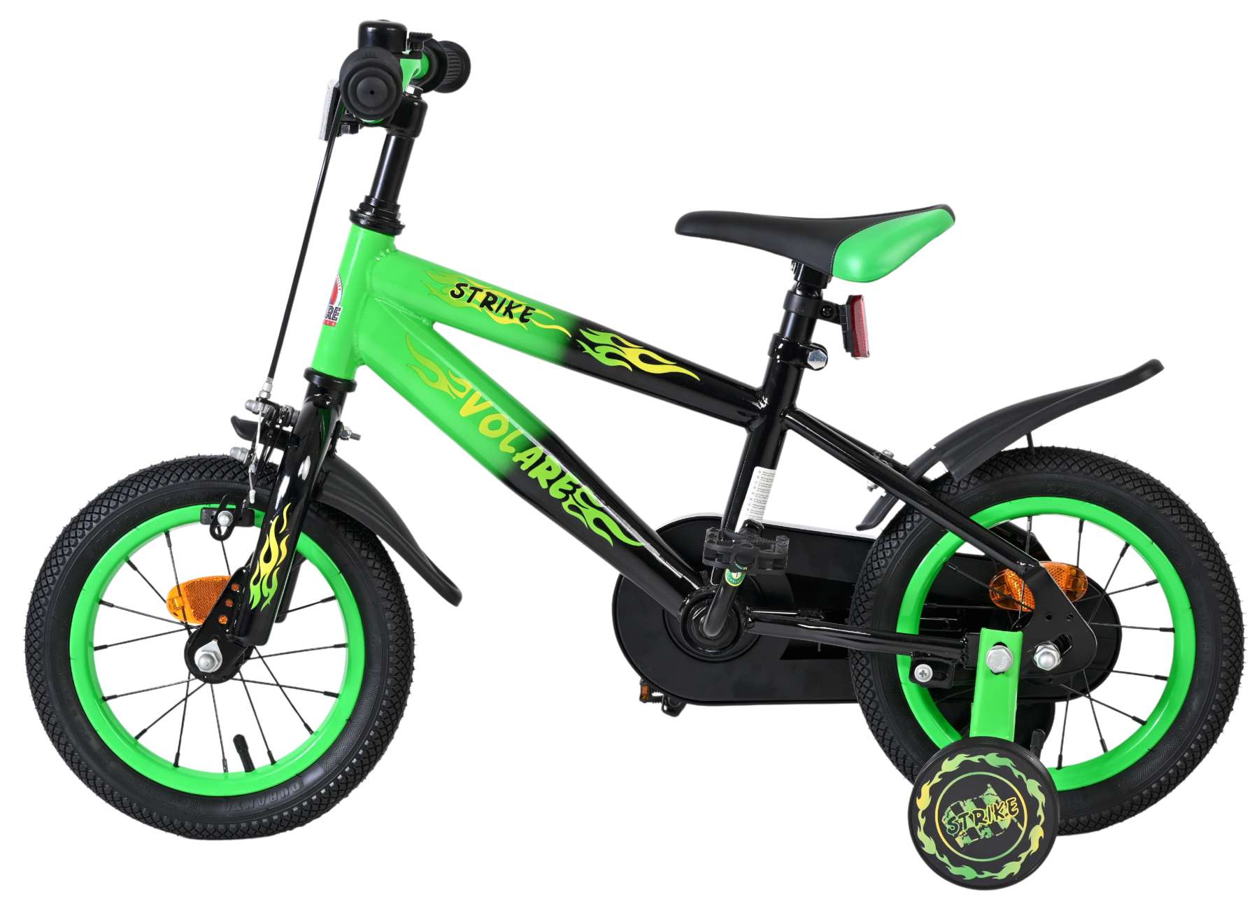 Volare Strike Kinderfahrrad - Jungen - 12 Zoll - Schwarz Grün