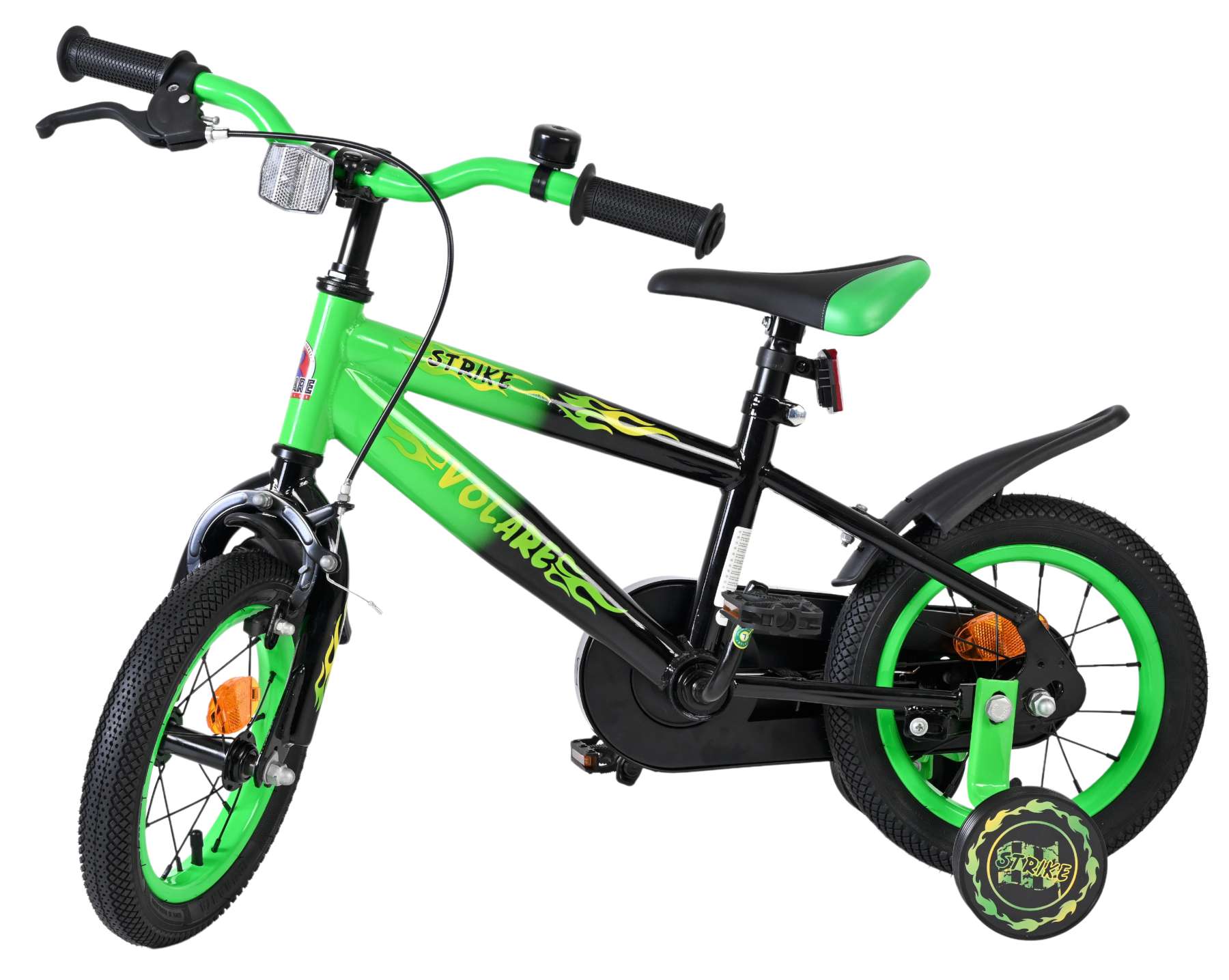 Volare Strike Kinderfahrrad - Jungen - 12 Zoll - Schwarz Grün