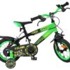 Volare Strike Kinderfahrrad - Jungen - 12 Zoll - Schwarz/Grün - Zwei Handbremsen