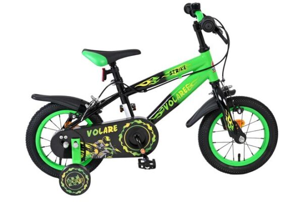Volare Strike Kinderfahrrad - Jungen - 12 Zoll - Schwarz Grün - Zwei Handbremsen