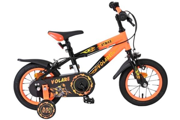 Volare Strike Kinderfahrrad - Jungen - 12 Zoll - Schwarz-Orange - Zwei Handbremsen