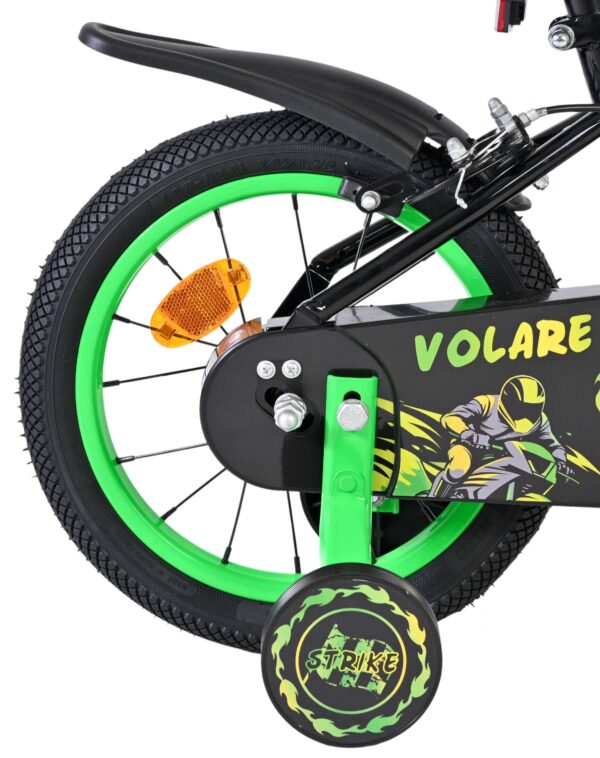 Volare Strike Kinderfahrrad - Jungen - 14 Zoll - Schwarz Grün - Zwei Handbremsen