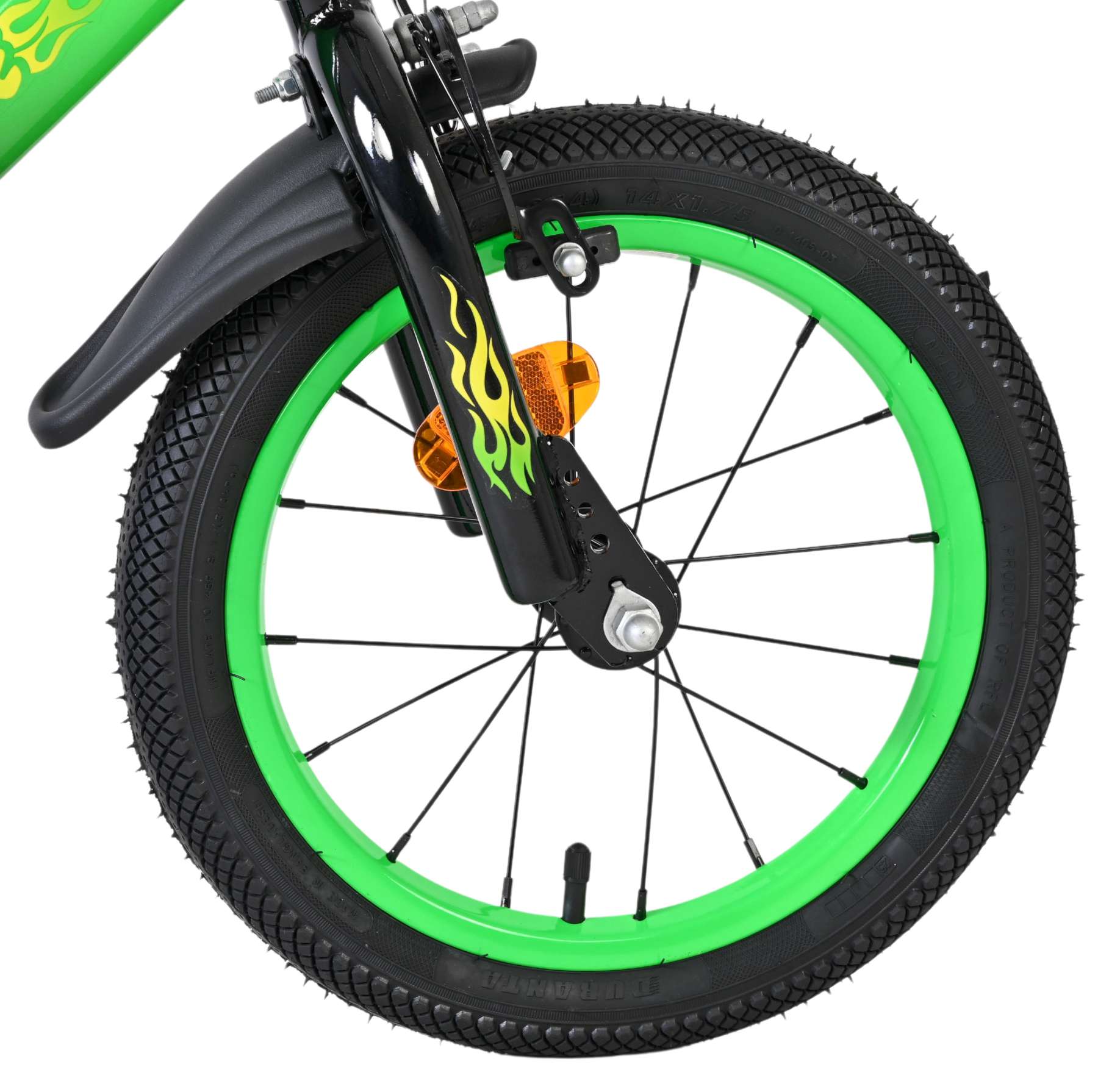 Volare Strike Kinderfahrrad - Jungen - 14 Zoll - Schwarz Grün - Zwei Handbremsen