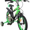 Volare Strike Kinderfahrrad - Jungen - 14 Zoll - Schwarz/Grün - Zwei Handbremsen