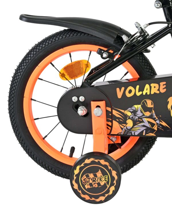Volare Strike Kinderfahrrad - Jungen - 14 Zoll - Schwarz-Orange - Zwei Handbremsen